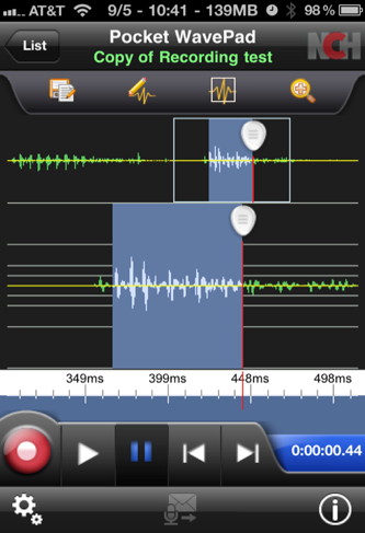 Pocket WavePad iPhone audio recorder 