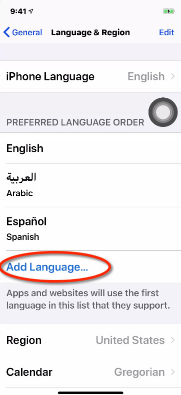 arabic language on iphone system