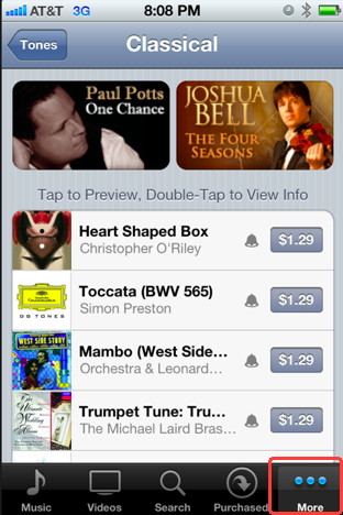 Buy iPhone ringtones from the iTunes ringtone store