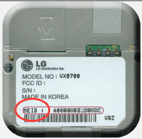 The MEID is below the battery in some smart CDMA phones