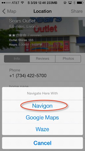 Navigate from Maps hack for iOS 7