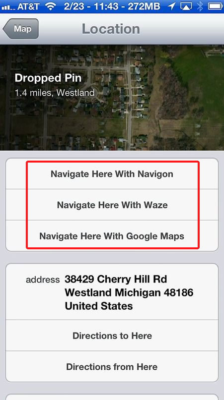 Navigate from maps for ios6 running on iPhone 5