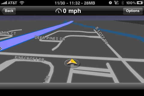 iPhone GPS using Navigon on the iPhone