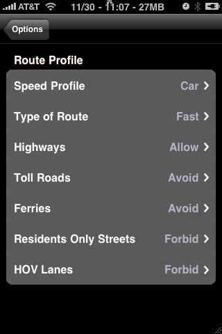 navigon iphone route profile