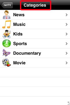 net tv iphone categories