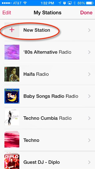 Adding a new station in iTunes radio is easy