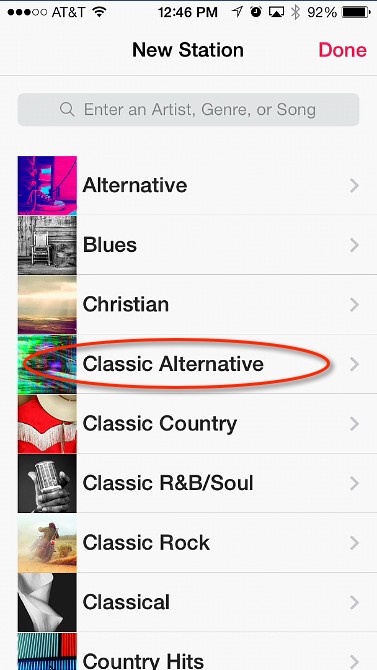 Pick a station in iTunes radio