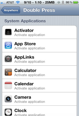 You can open any iPhone application with Activator gestures