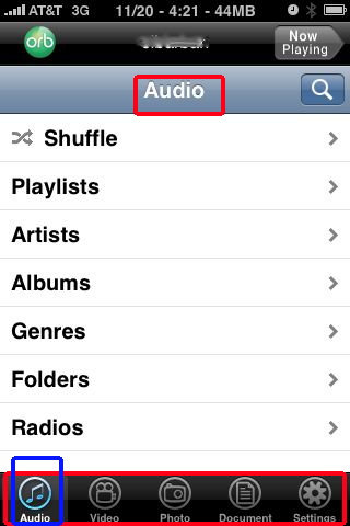 orblive audio button, TV on iPhone