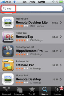 iPhone VNC clients from the App Store