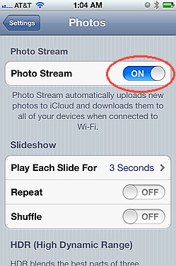 Photo stream for iOS5, a great feature