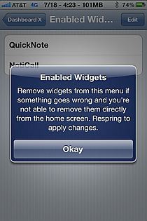 Remove dashboard x widgets on your iPhone