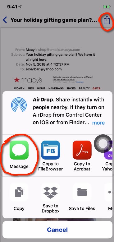 Share email to PDF in email app
