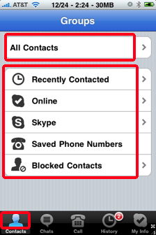 skype for iphone contacts options
