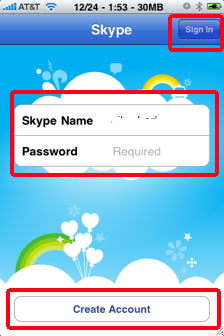 skype for iphone login screen