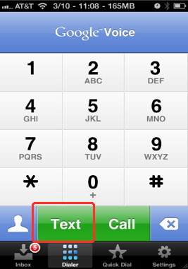 iPhone text messages for free with google voice