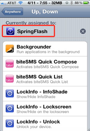 SpringFlash is an iPhone flash light for the iPhone using any iPhone button with Activator