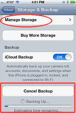 Start backup to iClou with iOS5