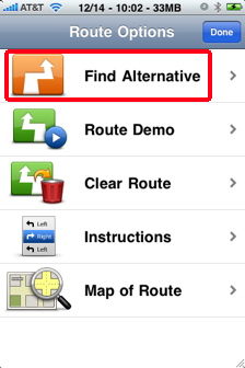 tomtom iphone GPS alternative route