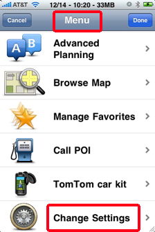 iphone GPS tomtom settings
