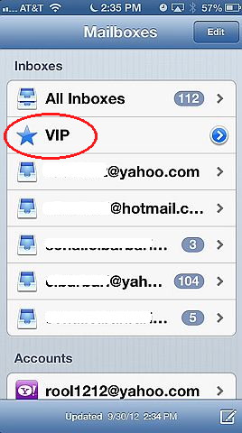 Mail in iOS 6 has VIP