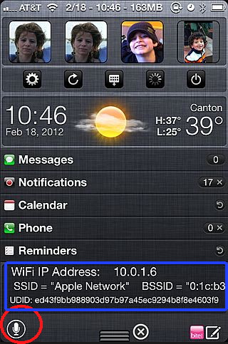 wifi ip address for notification center 