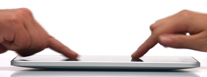Many people can touch the iPad screen in different orientation