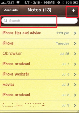 iPhone applications, iPhone Notes